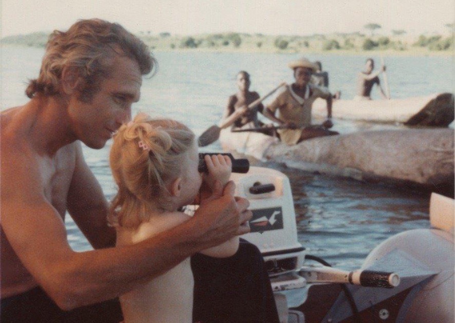 Alexandra Cousteau as a child with her father