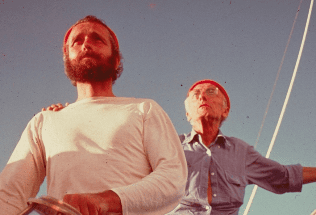 Alexandra's father and grandfather on a boat